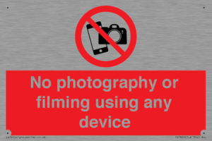 No photography or filming using any device